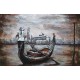 Tableau Métal 3D : Gondolier à Venise et Palais de Doges, L 120 cm