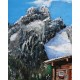 Tableau Métal 3D : Chalet Montagnard dans les alpages, L 120 cm