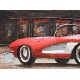 Tableau Bois & Métal 3D : La Chevrolet Corvette, Rouge & Blanche, L 140 cm