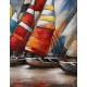 Tableau Métal 3D : Voiliers multicolore et Yachting Club, L 80 cm