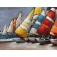 Tableau Métal 3D : Voiliers multicolore et Yachting Club, L 80 cm