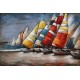 Tableau Métal 3D : Voiliers multicolore et Yachting Club, L 80 cm
