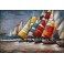 Tableau Métal 3D : Voiliers multicolore et Yachting Club, L 80 cm