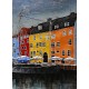 Tableau Métal 3D : Port de Copenhague et Maisons colorées, L 120 cm