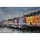 Tableau Métal 3D : Port de Copenhague et Maisons colorées, L 120 cm