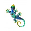 Déco murale : Gecko Bleu Métal & Verre, Collection Costa Rica, H 38 cm