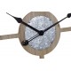 Grande Horloge Industrielle, Bois Gris & Métal argent, Diam 70 cm