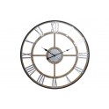 Grande Horloge Industrielle, Bois Gris & Métal argent, Diam 70 cm