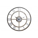 Grande Horloge Industrielle, Bois Gris & Métal argent, Diam 70 cm