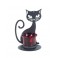 Le Bougeoir Chat, Métal & Verre, Rouge, H 14 cm