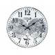 Horloge rétro en métal : Mod Planisphère Fond blanc, Diam 40 cm