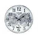 Horloge rétro en métal : Mod Planisphère Fond blanc, Diam 40 cm