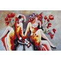 Tableau peint coloré : Une année folle à Paris, L 120 cm