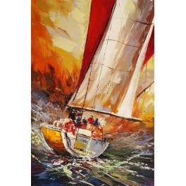 Tableau moderne XL Voiliers : Régate en eaux chaudes, H 120 cm