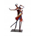 Sculpture Musique Fer : Danseurs multicolores sur socle, H 40 cm