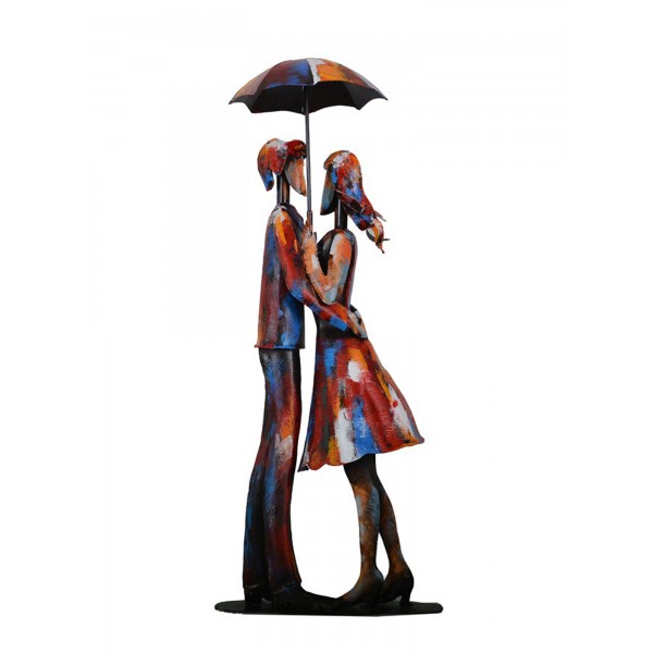 Sculpture Couple Fer : Amoureux sous la pluie, Finition
