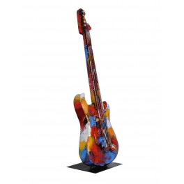 Sculpture Musique Fer : La guitare, Finition Multicolore, H 78 cm