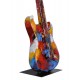 Sculpture Musique Fer : La guitare, Finition Multicolore, H 78 cm
