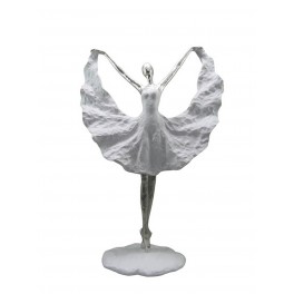 Statuette Design XXL : Danseuse en robe & Ruban 2, Collection Silver Line, H 59 cm