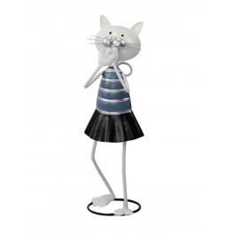 Statuette fer : Le chat allongé, Collection Fun Cats, L 34 cm