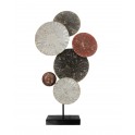 Sculpture fer sur socle : Disques abstraits, H 66 cm