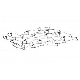 Déco murale mer : Banc de poissons métal stylisé, Noir, L 121 cm