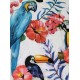 Tableau Jungle : Perroquet, Toucan & Hibiscus, H 80 cm