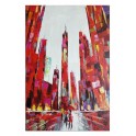 Tableau moderne urbain : La Ville Rouge, H 120 cm