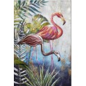 Tableau Jungle XL : Flamants roses, Métal & Peinture, H 120 cm