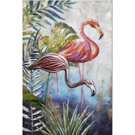 Tableau Jungle XL : Flamants roses, Métal & Peinture, H 120 cm