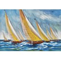 Tableau moderne Marine : Soleil en Bleu marine 2, L 100 cm