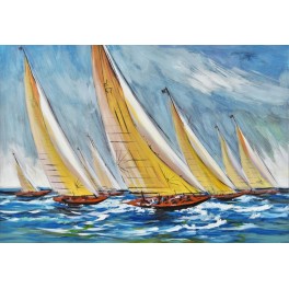 Tableau moderne Marine : Soleil en Bleu marine, L 150 cm