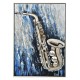 Tableau peint : Saxophone multicolore, hauteur 120 cm