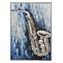 Tableau moderne : Saxophone argenté, Métal & Peinture, H 100 cm