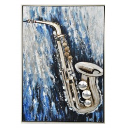 Tableau peint : Saxophone multicolore, hauteur 120 cm