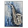 Tableau moderne : Saxophone argenté, Métal & Peinture, H 100 cm