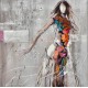 Tableau moderne Femme : Nuit parisienne en couleurs, H 100 cm
