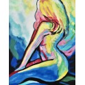 Tableau moderne Femme : Nu multicolore, Hauteur 100 cm