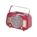 Horloge vintage : Mod Poste radio ancien, Rouge, L 21 cm