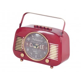 Horloge Industrielle à poser : Mod Poste radio ancien, Rouge, L 21 cm