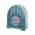 Horloge vintage : Mod Poste radio ancien, Bleu pétrole, H 22 cm