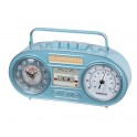Horloge vintage : Mod Radio Double Cassette, Bleu, L 34 cm