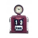 Grande Horloge rétro : Station Essence & Calendrier universel, Rouge, H 37 cm