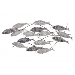 Déco Murale Poissons métal : Banc de Sardines, L 90 cm