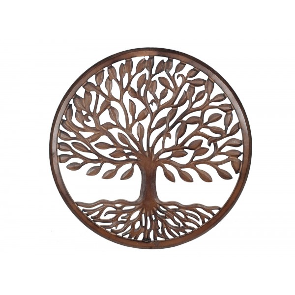 Décoration Murale ARBRE de VIE ronde en Métal couleur BRUN de 50cm -  Cdiscount Maison