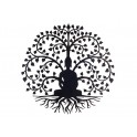 Déco murale fer : Arbre de vie & Bouddha, Anthracite & marron, L 60 cm