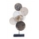 Sculpture fer sur socle : Disques abstraits, H 66 cm