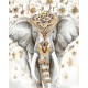 Tableau Eléphant : Trompe l'oeil multicolore H 100 cm