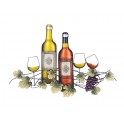 Déco murale vin 2 Bouteille 4 verres, L 70 cm