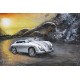 Tableau Peint Métal 3D : Rétro Car Porsche 9356, L 120 cm